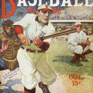 Baseball Magazine Cover With A Batter In Action Baseball Magazine Cover With A Batter In Action