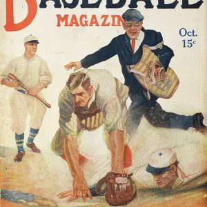 Baseball Magazine Cover With A Play At Home Plate Baseball Magazine Cover With A Play At Home Plate
