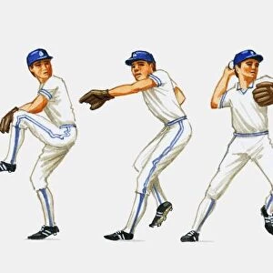 Baseball pitching technique, multiple image