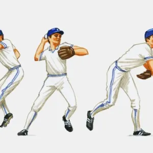 Baseball pitching technique, multiple image