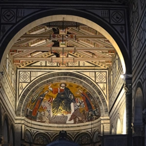 Basilica of San Miniato al Monte closeup interior details, Florence, Tuscany