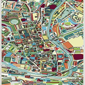 Map Framed Print Collection: Art Illustration Maps
