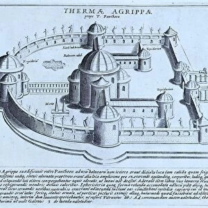The Baths of Agrippa. The Baths of Agrippa were the earliest great baths of Rome, historical Rome, Italy, 1625, Rome, digital reproduction of an 18th century original, original date unknown