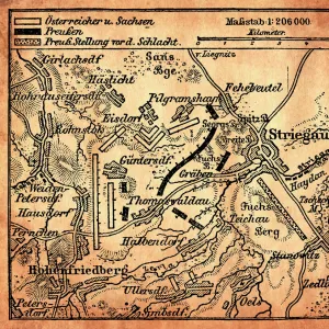 Battle of Hohenfriedberg or Hohenfriedeberg, now Dobromierz, also known as the battle of Striegau, now Strzegom, was one of Frederick the Greats most admired victories, 4 June 1745