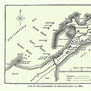 Battle plan of Bombardment of Alexandria by the British warships