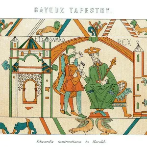 Edward the Confessor's Instructions to Harold Bayeux Tapestry Print Edward the Confessor's Instructions to Harold Bayeux Tapestry Print