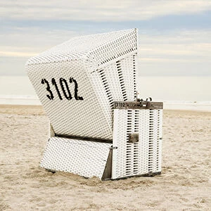 Beach chair on the beach, Westerland, Sylt, North Frisian Islands, Schleswig-Holstein, Germany