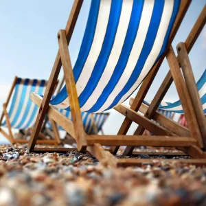 Beach Chairs in Summer at Brighton Beach, England