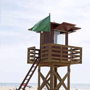 Beach observation tower, Costa de la Luz, Andalucia, Spain, Europe