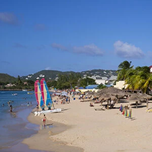 Beach of Rodney Bay with hotels, Saint Lucia