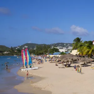 Beach of Rodney Bay with hotels, Saint Lucia