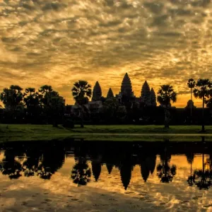 Beautiful aerial view of Angkor Wat at sunrise, Siem Reap, Cambodia Beautiful aerial view of Angkor Wat at sunrise, Siem Reap, Cambodia