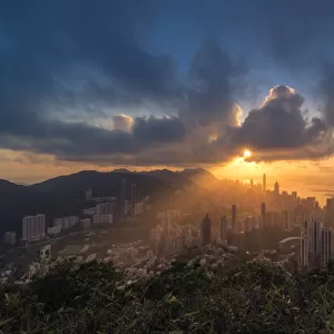 beautiful Hong Kong sunset scene