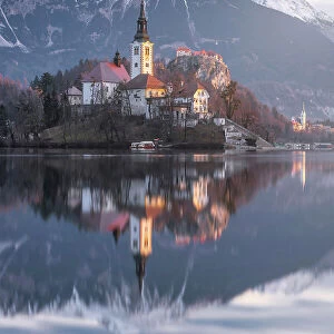 Beautiful Lake Bled in morning time, Slovenia