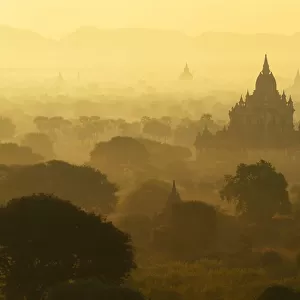 Beautiful pagodas landscape dust time of Old Bagan, Myanmar