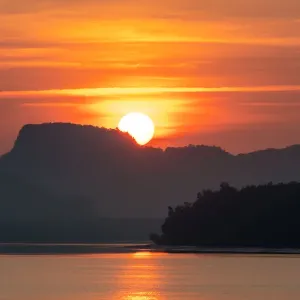 Beautiful sunrise view of fisherman village in Phang nga, Thailand Beautiful sunrise view of fisherman village in Phang nga, Thailand