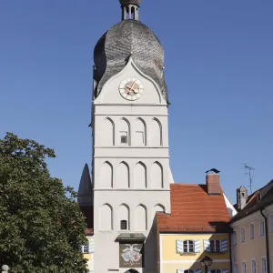 Beautiful Tower or Landshuter Gate, Erding, Upper Bavaria, Bavaria, Germany, Europe Beautiful Tower or Landshuter Gate, Erding, Upper Bavaria, Bavaria, Germany, Europe