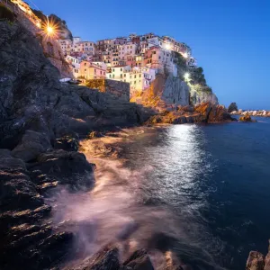 Beautiful Nighttime View of Manarola Print Beautiful Nighttime View of Manarola Print