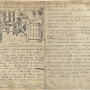 The bedroom, Letter to Paul Gauguin from Arles, Wednesday, 17 October 1888. Artist: Gogh, Vincent, van (1853-1890) The bedroom, Letter to Paul Gauguin from Arles, Wednesday, 17 October 1888. Artist: Gogh, Vincent, van (1853-1890)