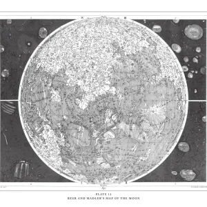 Beer and Madlers Map of the Moon Print, 1851 Engraving Beer and Madlers Map of the Moon Print, 1851 Engraving