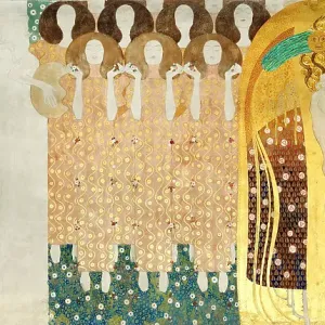 The Beethoven Frieze, Detail: The Arts, Chorus of Paradise, Embrace, 1902. Artist: Klimt, Gustav (1862-1918)