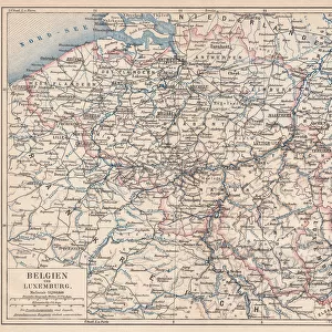 Belgium and Luxembourg, lithograph, published in 1874