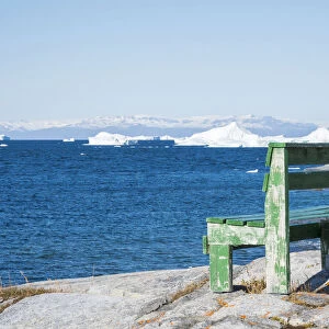 Bench next to Disko Bay, Oqaatsut (Rodebay), Greenland, Denmark