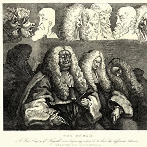 The Bench, Judges hearing a case in court, by William Hogarth