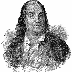 Benjamin Franklin Engraving Print 1894