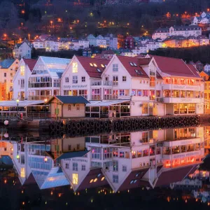 Bergen town centre at dawn, Norway