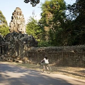 Biking around the Angkor Wat temple in Siem Reap