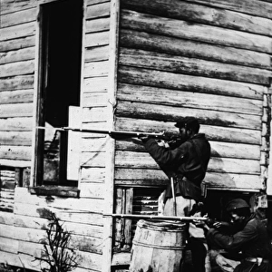 Black US Soldiers Pointing Rifles In Civil War