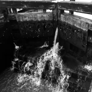 Black and White Lock Print on Grand Union Canal Black and White Lock Print on Grand Union Canal