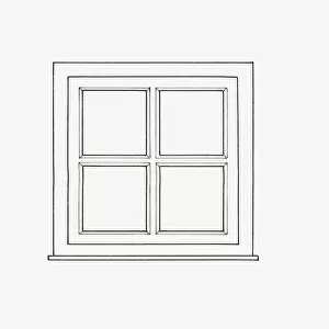 Black and white illustration of casement window