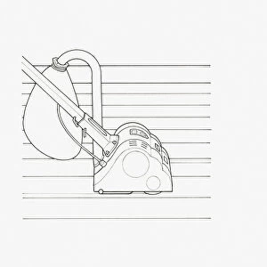 Black and white illustration of drum floor sander with disposable bag