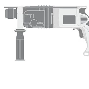 Black and white illustration of main-operated electric drill