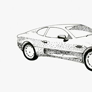 Black and white illustration of modern Jaguar sports car