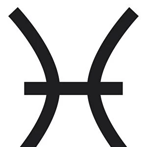 Black and White Illustration of Pisces zodiac sign