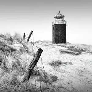 Black and white photograph of the famous Quermarken fire near Kampen on the island of Sylt, Germany Black and white photograph of the famous Quermarken fire near Kampen on the island of Sylt, Germany