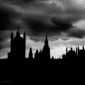 Black and white sunset at Westminster abbey