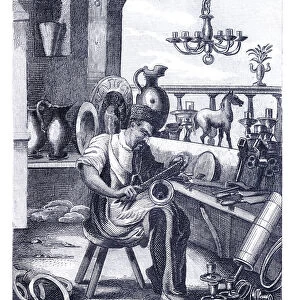 Blacksmith working in workshop 16th century