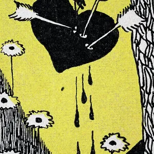 Bleeding heart punched by loves arrows, Jugendstil, German Art Nouveau, 1890s, 19th Century Bleeding heart punched by loves arrows, Jugendstil, German Art Nouveau, 1890s, 19th Century