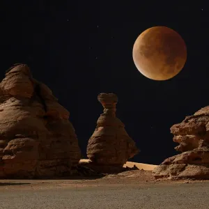 Blood moon over Libyan desert Blood moon over Libyan desert