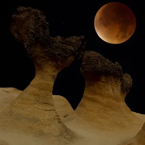 Blood Moon Over Yehliu Geopark Print Blood Moon Over Yehliu Geopark Print