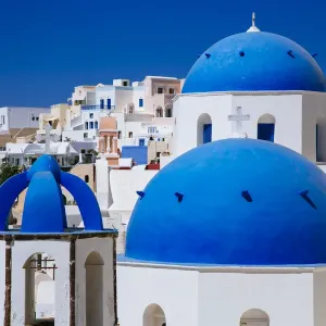 Blue Dome Church Print - Oia Village, Santorini Blue Dome Church Print - Oia Village, Santorini