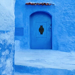 Blue door in the medina of Chefchaouen, Morocco