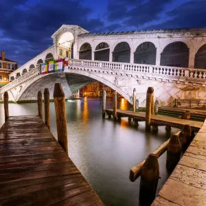 Blue hour, Canal, HDR, Italy, Rialto Bridge, Venice, bridge, colourful, colours, famous