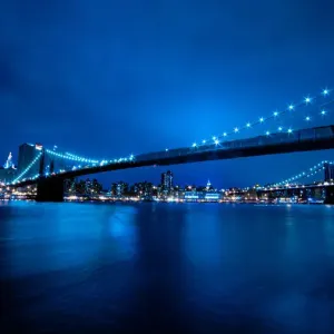 Blue Night Brooklyn Bridge Print Blue Night Brooklyn Bridge Print