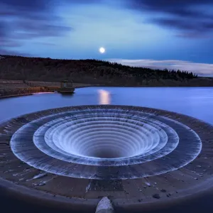 Blue Supermoon Dawn at Ladybower Reservoir Print
