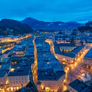 Blue twilight before sunrise at Salzburg
